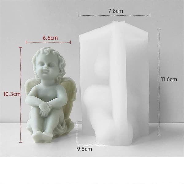 3D Engel Børn Silikonform Sød Vinget Drenge Abstrakt Håndværk Duftende Stearinlysvoksform DIY Gipslysfremstilling, A