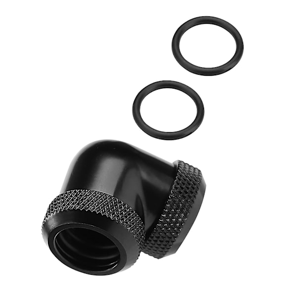 DIY 90 Graders Vinkel Dubbel Hård Röranslutning för 14mm OD Vattenvätskekylning - Svart