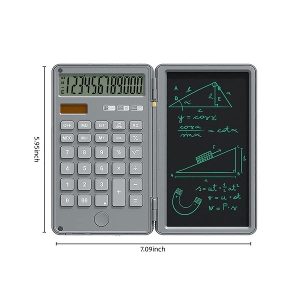 Lommeregner med Skriveplade 12-cifret Bærbar Lommeregner med Stylus Elektronisk Tegnebræt til