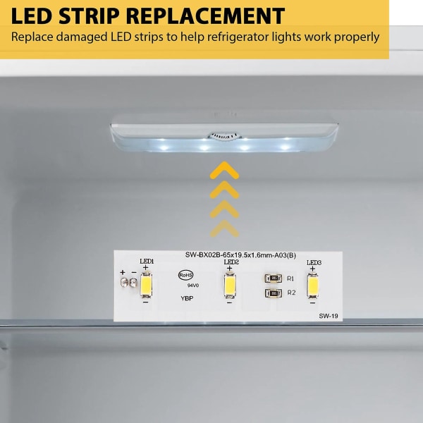 LED-lyslist for kjøleskap, erstatning for kjøleskap ZBE2350HCA SW-BX02B, reparasjonsdel