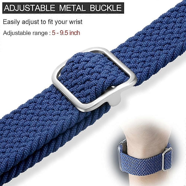 Stretchade Nylon Solo Loop-band Kompatibla med Apple Watch 45mm 44mm 42mm för Kvinnor Män, Justerbar Elastisk Flätad Rem Sport Armband för iW