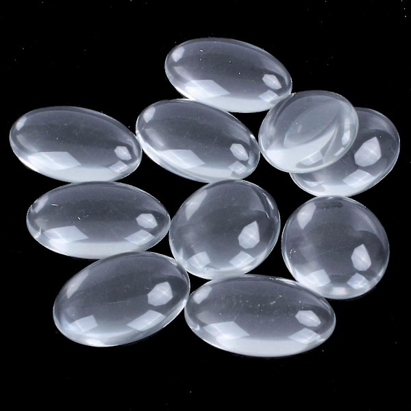 20 stk Oval Krystall Transparent Klar Glass Cabochon Kuppel Dekor 30x40mm