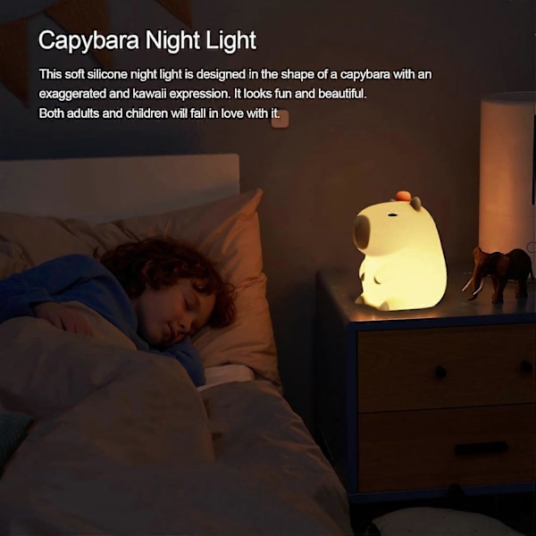 Capybara Natlamper, Capybara Natlampe Børn, Dyreformede Lamper, USB