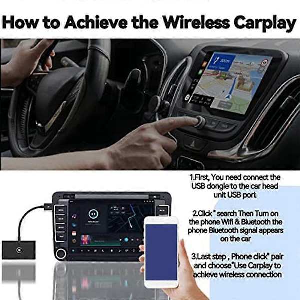 Langaton CarPlay langalliselle CarPlaylle, nopea ja helppo käyttö, sopii autoihin vuodesta 2015 ja IOS 10+ (musta)