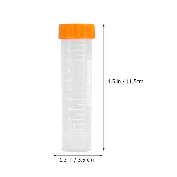 50 stk 50 ml Sentrifugerør med skruehette, Flatbunn Sentrifugerør, Vertikal Sentrifugerør (Oransje 50 stk/pakke)