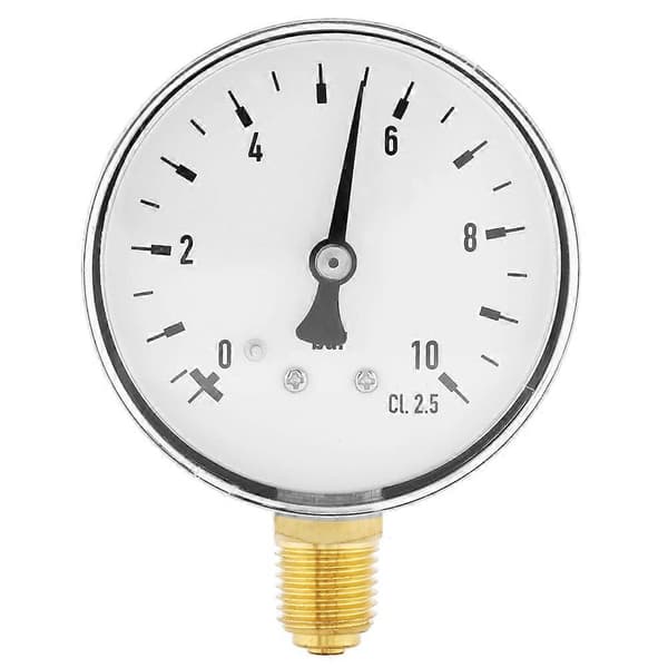 Luft Olje Vann Trykkmåler 1/4 Tomme NPT 0-10 Bar Sidemontert Manometer