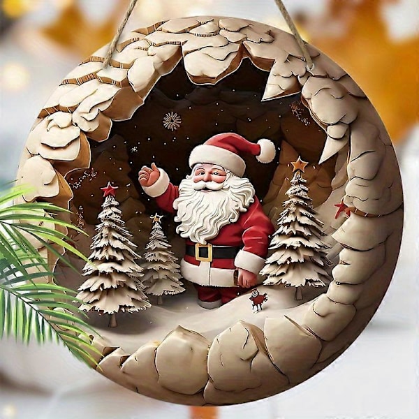 1 st julgransdekoration med julhälsning \"Hej tomten\", älg, julgran, retro träskylt för dörrkrans, hängande, hem, staket, dekoration