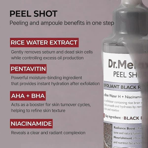 Peel Shot Glow Rice Ampoule Duo Hvide ris ampul + Sorte ris ampul Blød eksfolierende ansigts- og kropsscrub Døde hudceller, hudormefjerner til alle