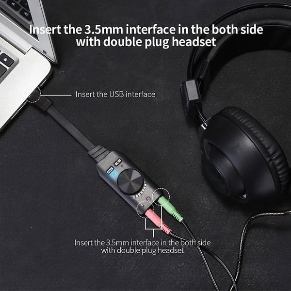 Headset Ljudjack Kabel Adapter Switch Volymjustering Gs3 7.1 Kanal Usb Ljudkortsadapter Extern Volymjusterbar