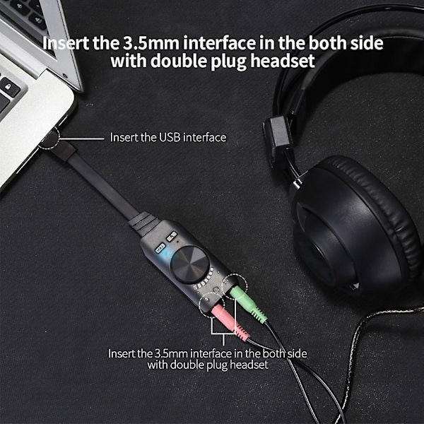 Headset Lydkontakt Kabeladapter Bryter Volumjustering Gs3 7.1 Kanal Usb Lydkortadapter Ekstern Volumjusterbar