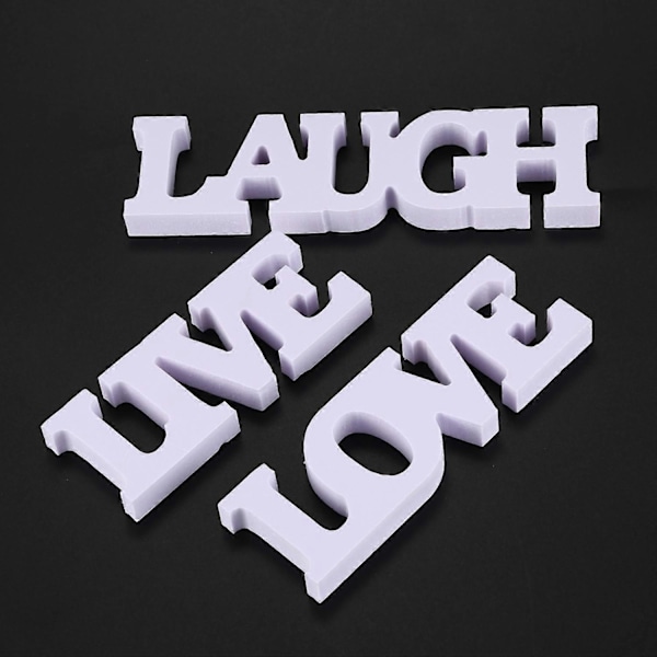 3 st LIVE LOVE LAUGH Träbokstäver för Bröllopsdekoration (Vit)