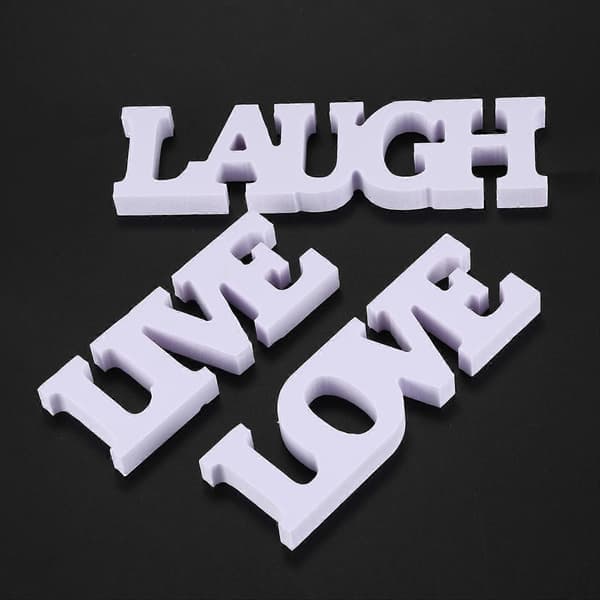 3 stk. LIVE LOVE LAUGH Trebokstaver for Bryllupsdekorasjon (Hvit)