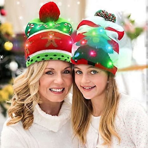 Varm LED-lysende julehat Julemanden grim hat bjørn fest blinkende hat