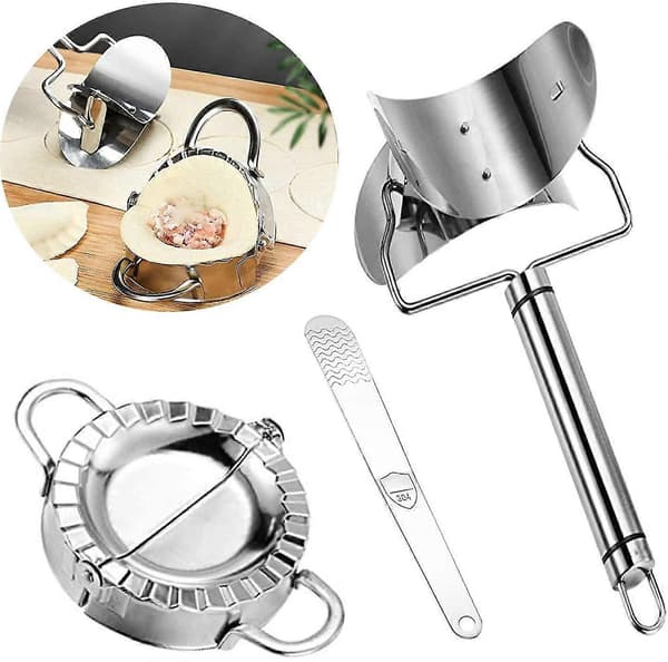 3 st Dumpling Maker, dumplingform i rostfritt stål och dumplingmaskinpress, 9,9 cm