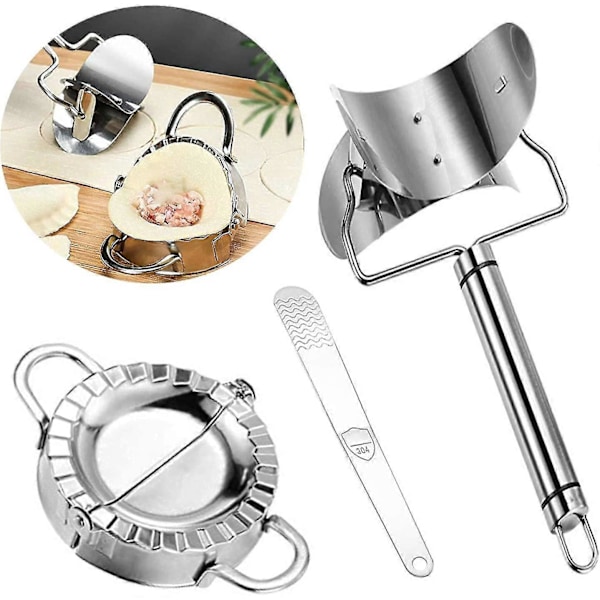 3 stk. Dumpling Maker, rustfritt stål Dumpling Mold og Dumpling Machine Press, 3.9 tommer
