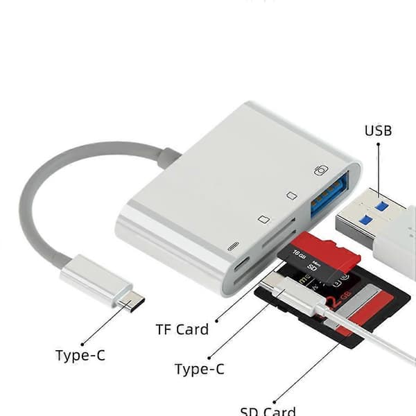 Usb-C SD-kortlæser, 4 i 1 Usb Otg-adapter til kamera, telefon