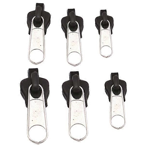 6 st Instant Dragkedja Universal Snabbfix Dragkedja Reparation Svart