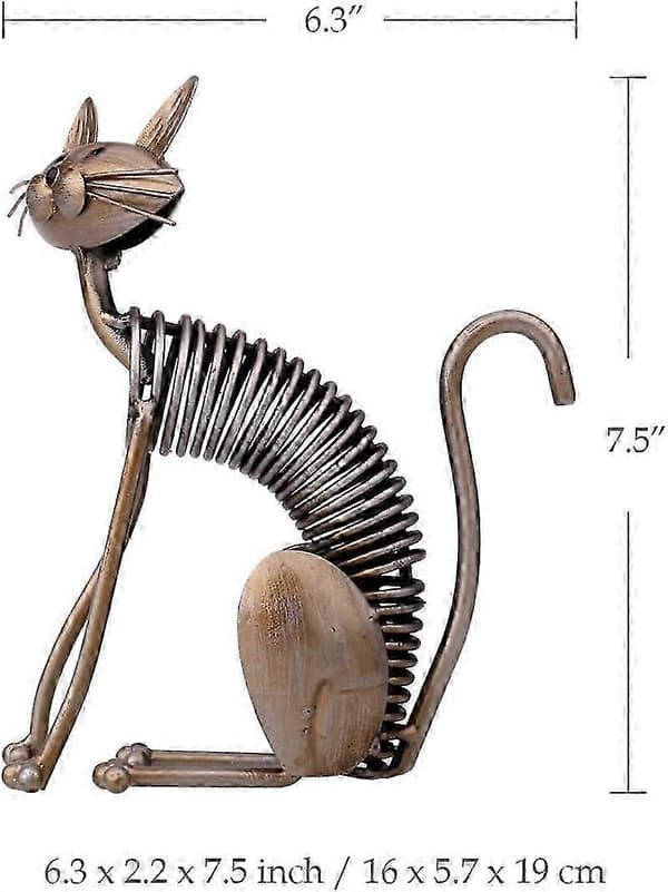 Håndlavet Jern Kat Skulptur Spiral Stang Ornament Håndværk (Siddende Kat)