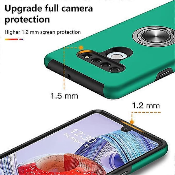Mobilfodral för LG Stylo 6, Osynligt Stativ, Smalt Silikonfodral, Stötsäkert Skyddande Fodral med Fäste för Bilhållare, Ring för Kvinnor och Män, 6