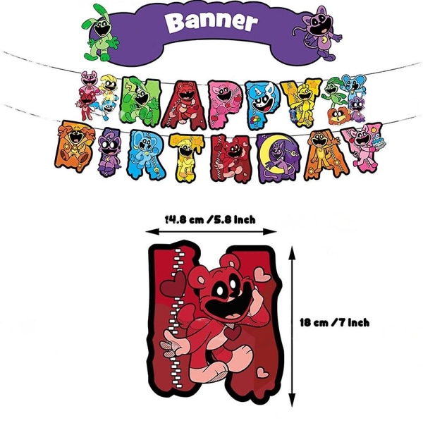 Smilende Critters Horror Spil Børn Voksne Fødselsdagsfest Dekoration Ballon Banner Kage Toppers Sæt Festartikler Kits Party Favor