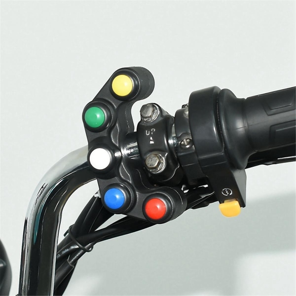 Universal 5-knapps motorsykkelbrytere 7/8 tommer 22 mm styre for horn Hovedlysfare Bremsetåke L