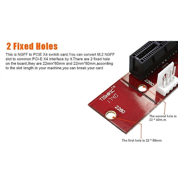 NGFF M.2 Key M2 PCIE-sovitin BTC-kaivinkoneen Riser-muuntimelle Punainen uros F
