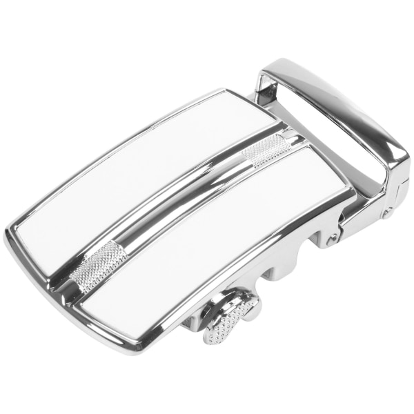 2 st Männs Solid Spänne Automatisk Ratchet Läderbälte Spänne, I mitten med en kant-silver &