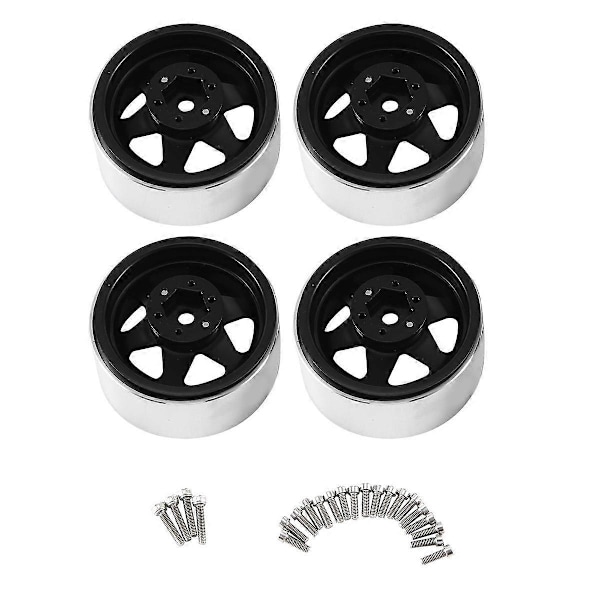 4 st 1,9 tums metall Beadlock hjulnav fälg för 1/10 RC Crawler Axial SCX10 II III TRX4 D90, Svart