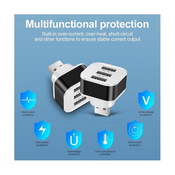 Usb2.0 Hub-jakaja Nopea Lataus 3 Porttia Usb-laajennin Puhelimelle Kannettavalle Tietokoneelle Pc-laturille Adapteri Led-valolla