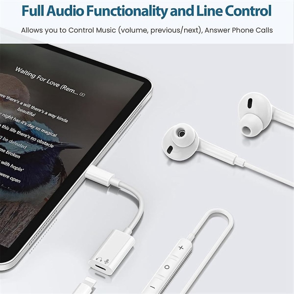 USB-C till Lightning-adapter för hörlurar för 15 Pro Max, typ C hane till hona för Lightning