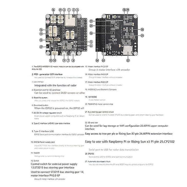Generelt driverkort for roboter basert på ESP32 multifunksjonsgrensesnitt driverkort støtter WIFI Bluetooth ESP-NOW