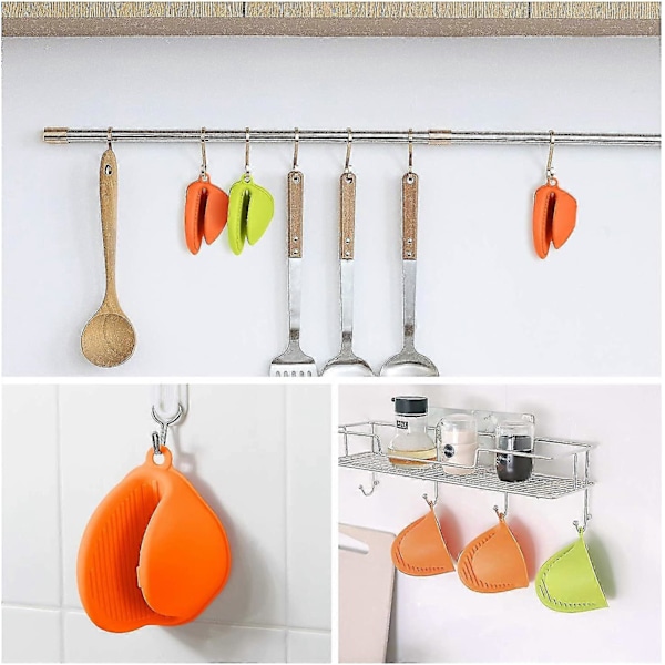 Silikone Grydelapper, 4 stk. Køkken Grydelapper, Mini Varmebestandige Silikone Grydelapper (grøn+orange)