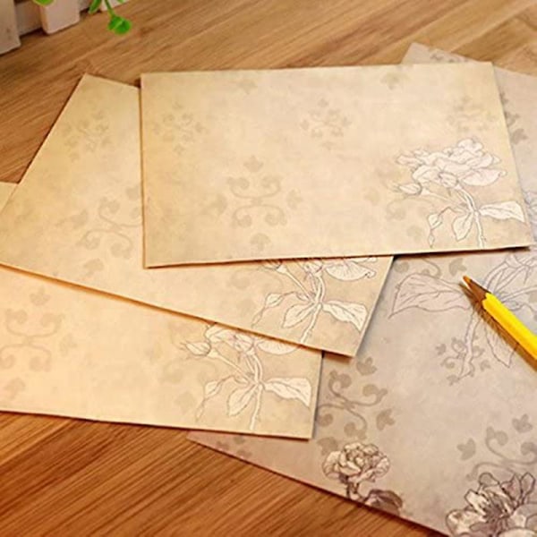 30 stk Vintage brevpapir Blomsterskrivepapir Matchende konvolutter Sæt til håndskriftsbreve, røv