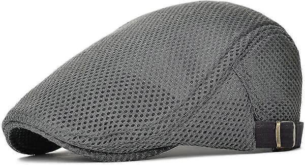 Men Able Mesh Hatt Justerbar Gutt Beret Ivy Caps Flat Cap Grey