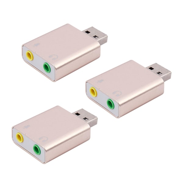 3x USB ljudkort 7.1 externt USB till uttag 3,5 mm hörlursadapter Stereo Audio Mic Ljudkort för