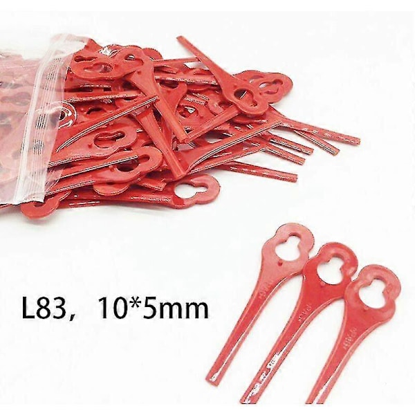 Pakke med 100 udskiftningsblade kompatible med Florabest kanttrimmer Lidl Frta 20 A1, Fat 18b2, Fat 18b3, Rød