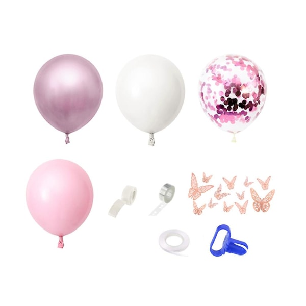 Pink Theme Birthday Party Supplies Set White Pink Balloon Garland Arch Background For Baby Shower G