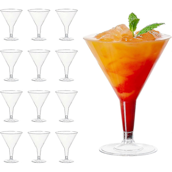 96 Premium Plastmartiniglass for Cocktails & Dessert, 210ml - Solid, Elegant & Gjenbrukbar - Bryllup, Bursdager, Jul, Fester & Ev-B16