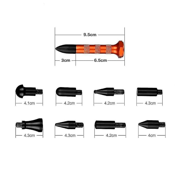 Tap Down Levabolli-tap Down Pen, 1 Reparations Pen Med 9 Hoveder Tap Down Knockdown Bulke Reparation Hagl Fjernelse Værktøjer