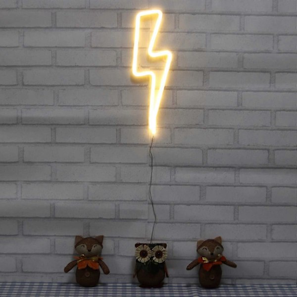 Neon Skilt Lyn Batteridrevet Og USB-drevet Varm Hvit Kunst LED Dekorativt Lys