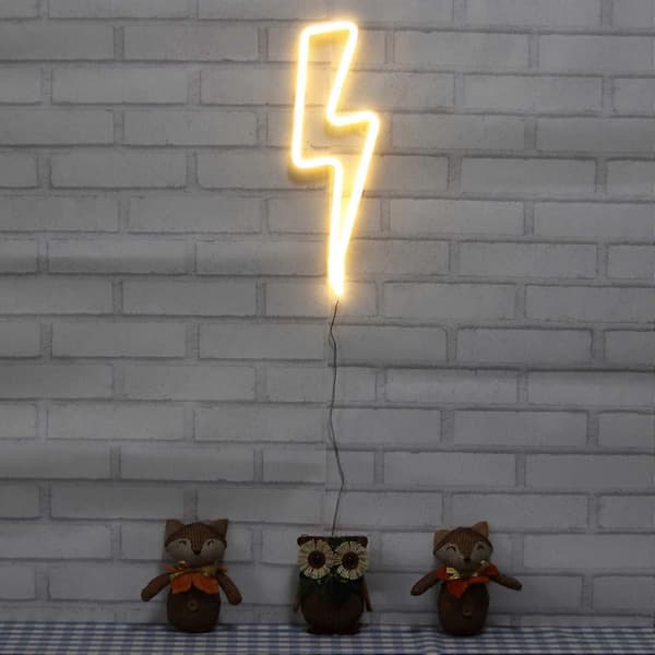 Neonskyltar Blixt Batteridriven Och USB-driven Varmvit Konst LED Dekorativ Lampa