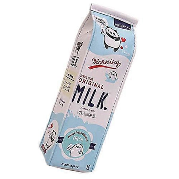 Sjov levende Sød Mælkekarton Blyantsæske, Stor Kapacitet Mælkekarton Blyantsæsker Kosmetikpose Vandafvisende PU Blyantholder Pen Pouch Papirvarer Organiser