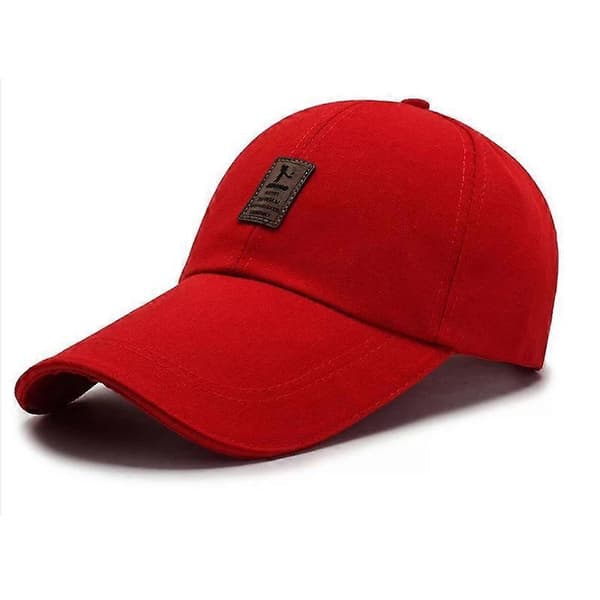 Unisex Solhatt, Baseball Caps, Retro Ensfarget Justerbar Hatt (Midtmarkør + Rød)
