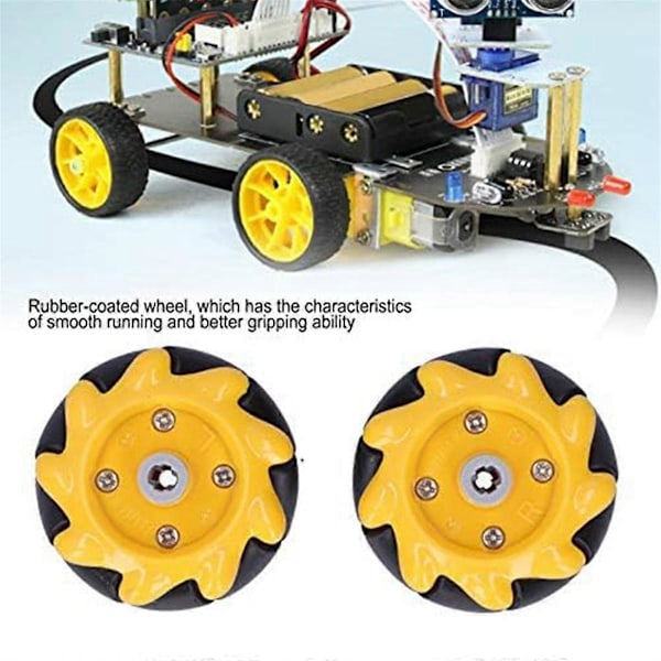 Mecanumhjul, 48mm Omni-direksjonelt Hjul Smart Robotbil Tilbehør DIY Leketøykomponenter