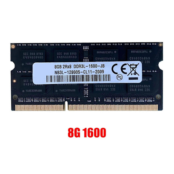 DDR3 8GB Laptop Ram Hukommelse 1600Mhz PC3-12800 1.35V 204 Pins SODIMM Understøtter Dual Channel til AMD Lap