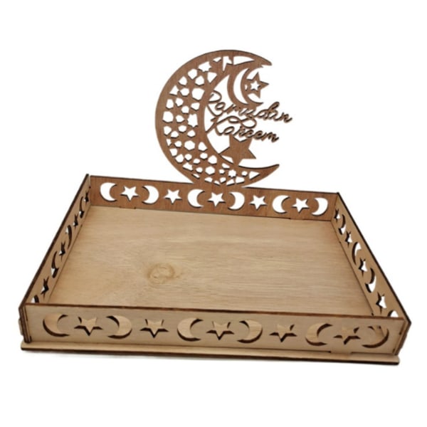 Wooden Eid Mubarak Food Tray Ramadan Decoration For Home Islamic Ramadan Kareem Muslim Party Decor