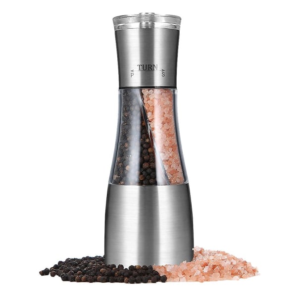 Pepper- og saltkvern 2 i 1, dobbel Mill Shaker med justerbar grovhet av keramisk rotor, kjøkken