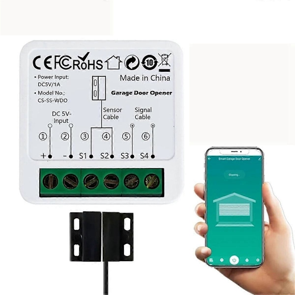 Tuya WiFi Garageportåbner Controller Mobiltelefon Fjernbetjent APP Kontrol til Alexa Home til Stemmestyring