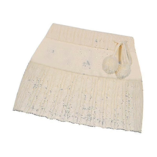 Minihame Söpö Ribbineulos Matala Vyötärö Tyttö Yksivärinen Lyhyt Hame Naisille M Beige