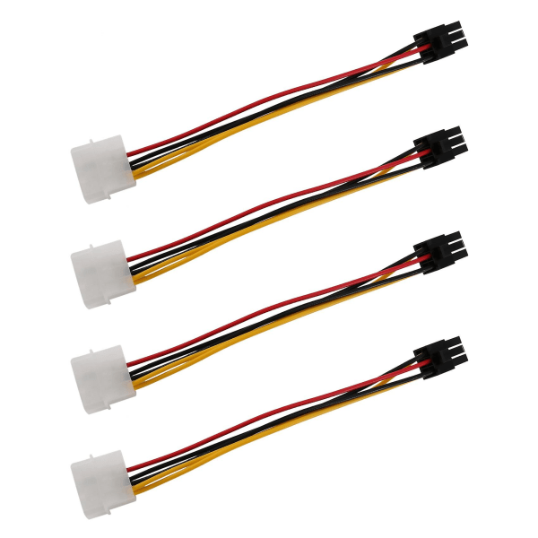 4x 4-pin Male To 6-pin Female Socket Power Cable For Pcie Pci Express Adapter